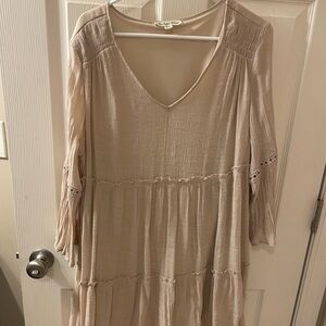 Free People Cream Long Sleeve Dress
